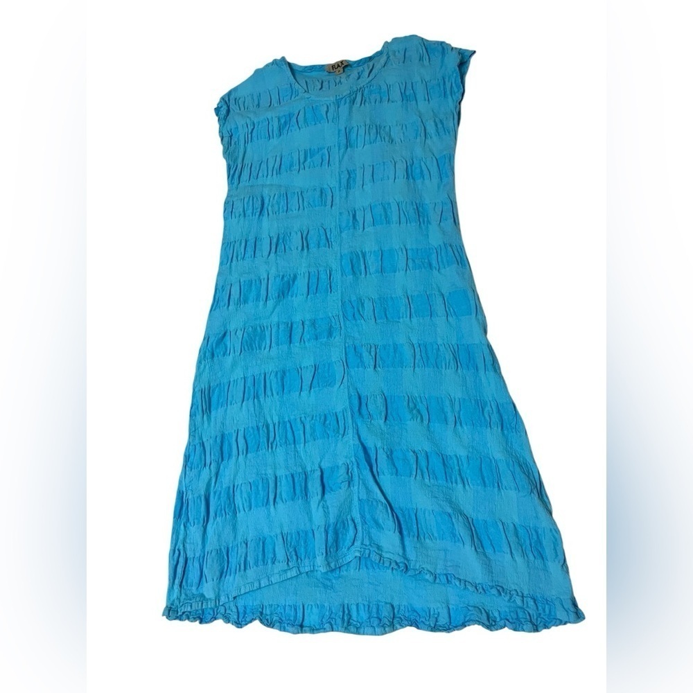 Flax Lofty Cap Sleeve Dress Turquoise Blue Sz P